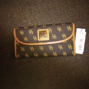 Dooney & Bourke wallet dark brown with tan trim